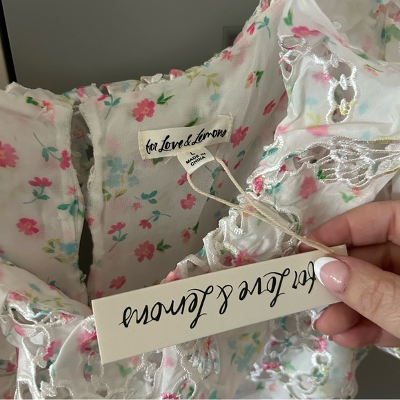 NWT For Love & Lemons Magnolia Lace Eyelet Floral Mini Dress - Picture 10 of 12